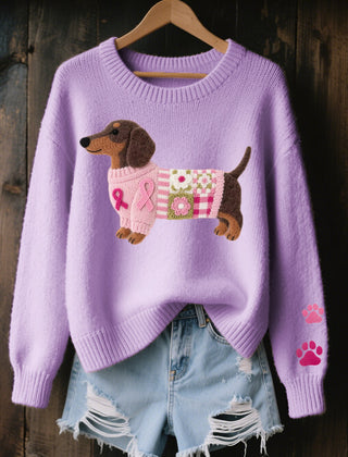 Dachshund Print Sweater Women Novelty Knit - View 4