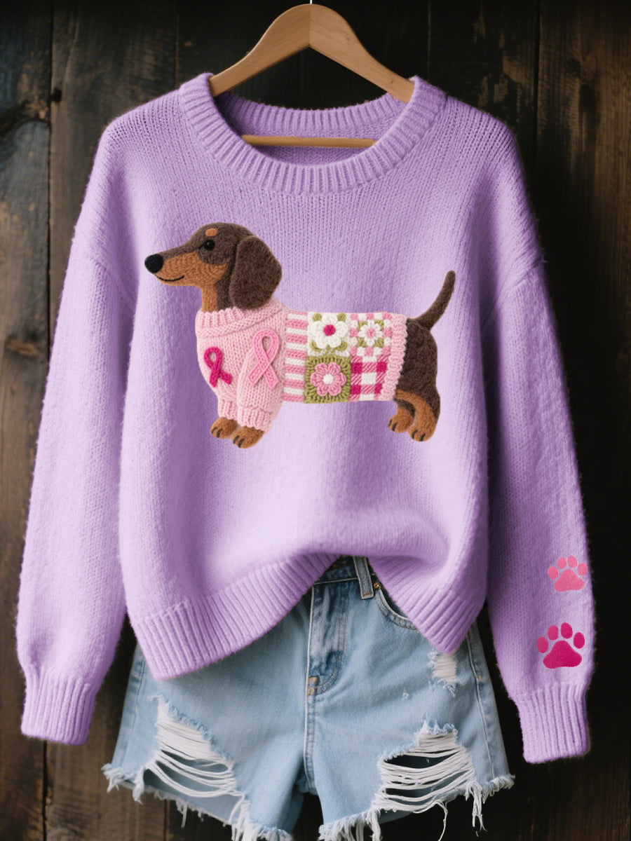 Dachshund Print Sweater Women Novelty Knit - View 4