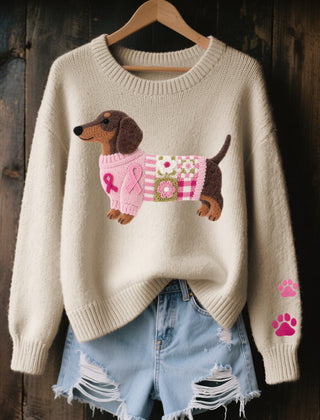 Dachshund Print Sweater Women Novelty Knit - View 5
