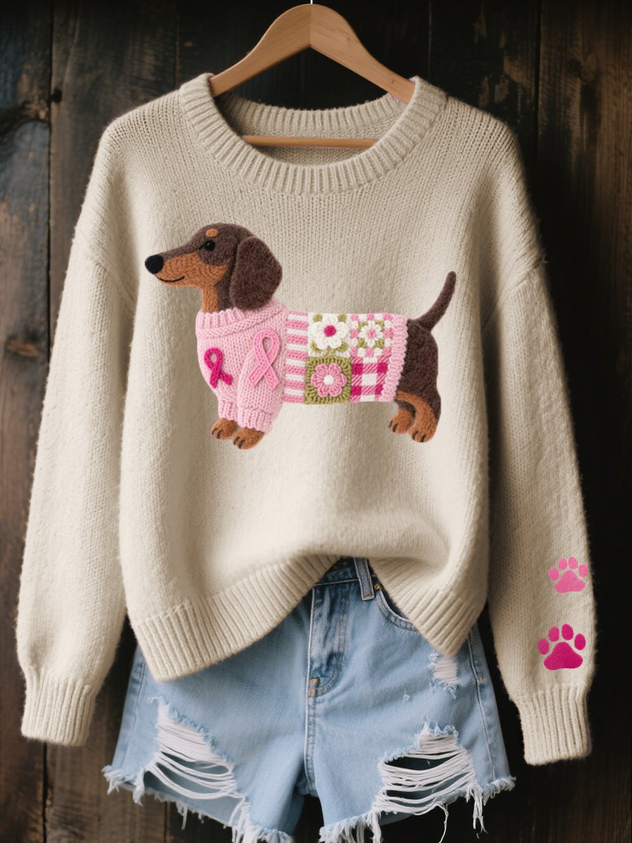 Dachshund Print Sweater Women Novelty Knit - View 5