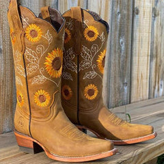Embroidered Cowboy Boots Women Leather