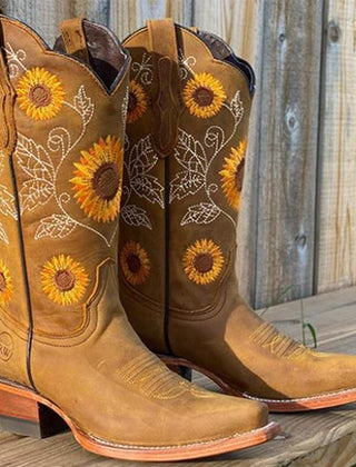 Embroidered Cowboy Boots Women Leather