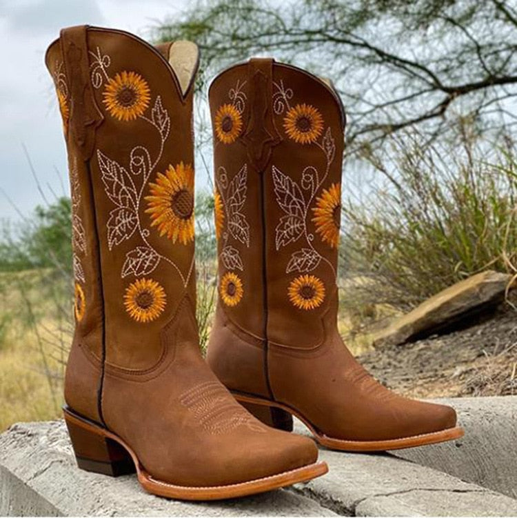 Embroidered Cowboy Boots Women Leather - View 3