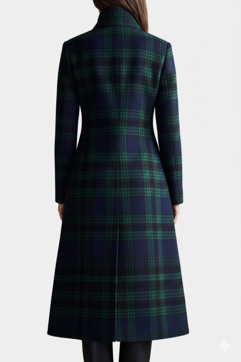 Long Plaid Wool Coat Women Tartan - View 2