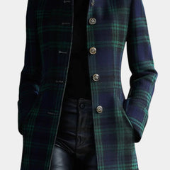 Long Plaid Wool Coat Women Tartan - View 3