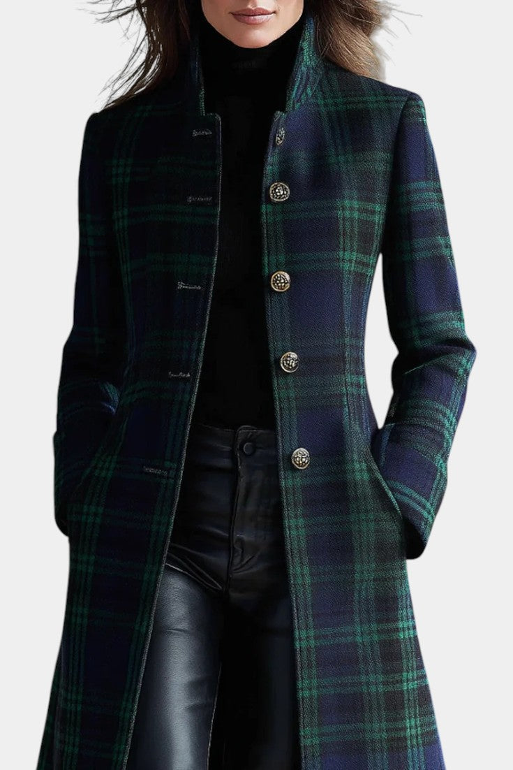 Long Plaid Wool Coat Women Tartan - View 3