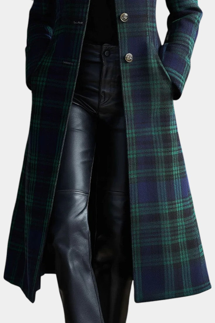 Long Plaid Wool Coat Women Tartan - View 4