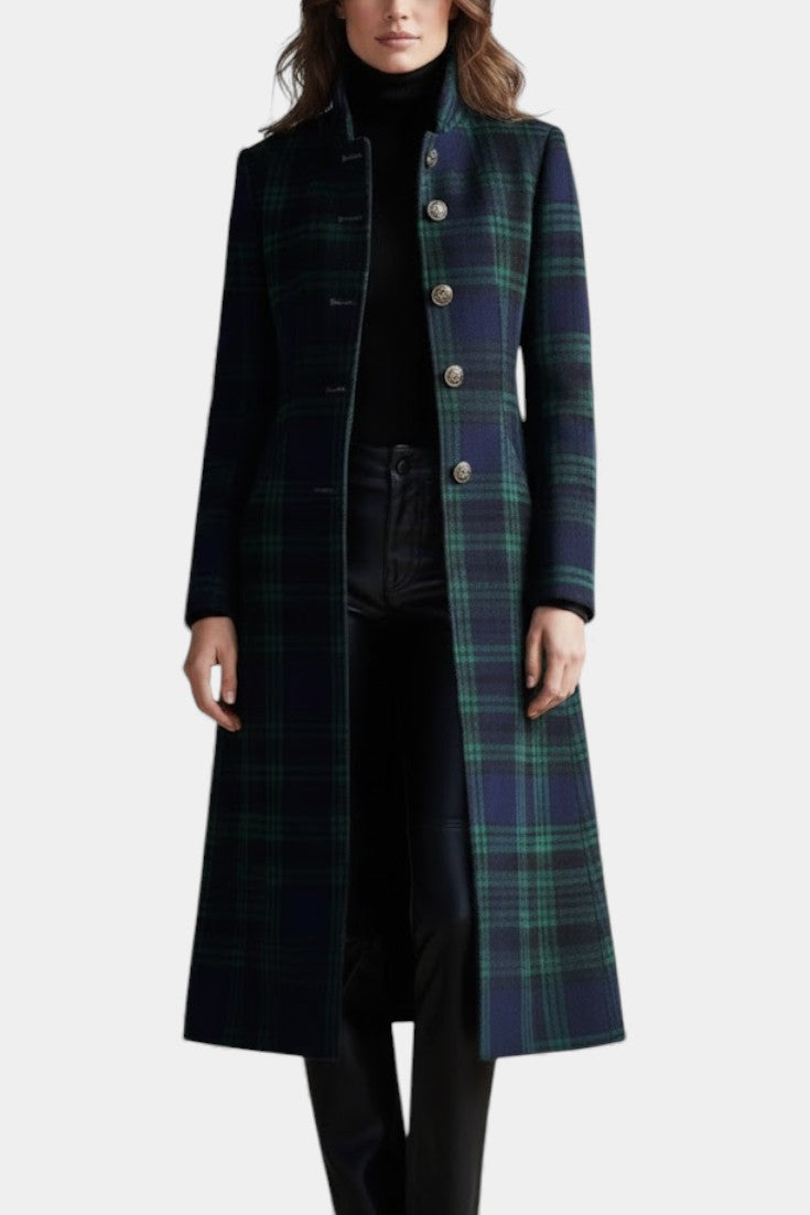 Long Plaid Wool Coat Women Tartan - View 5
