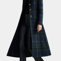 Long Plaid Wool Coat Women Tartan - View 6