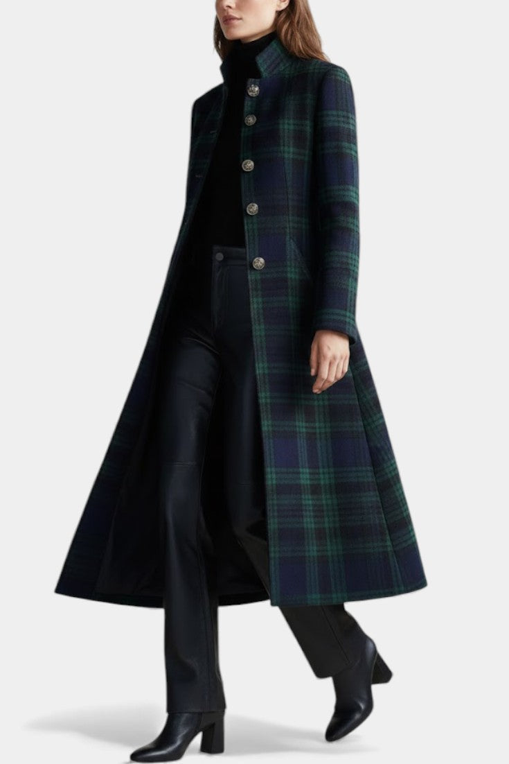 Long Plaid Wool Coat Women Tartan - View 6