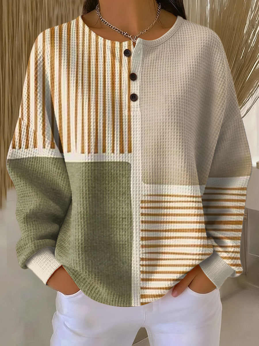 Colour Block Patchwork Knit Sweater Women