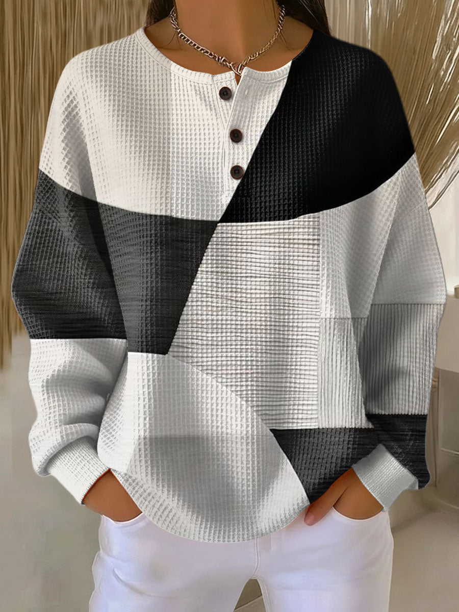 Colour Block Patchwork Knit Sweater Women - View 2