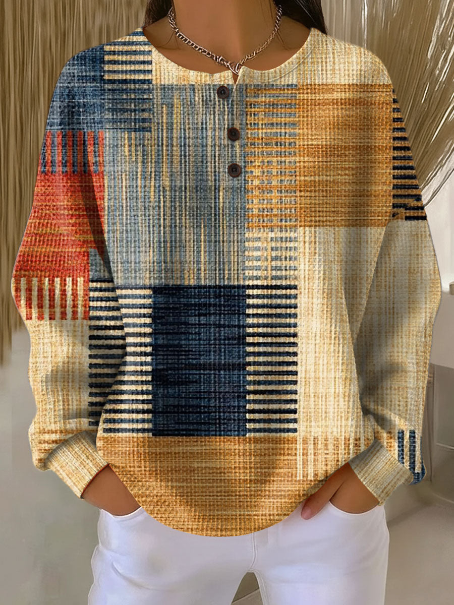 Colour Block Patchwork Knit Sweater Women - View 3
