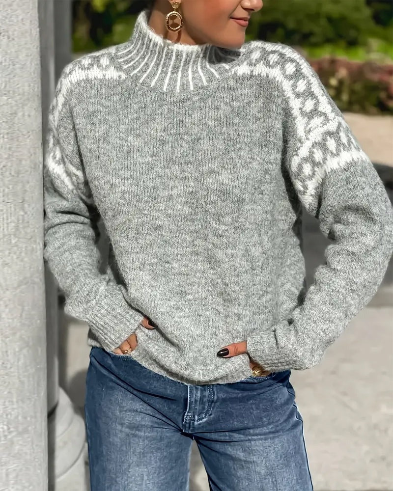 Colour Block Patchwork Knit Sweater Women - View 5