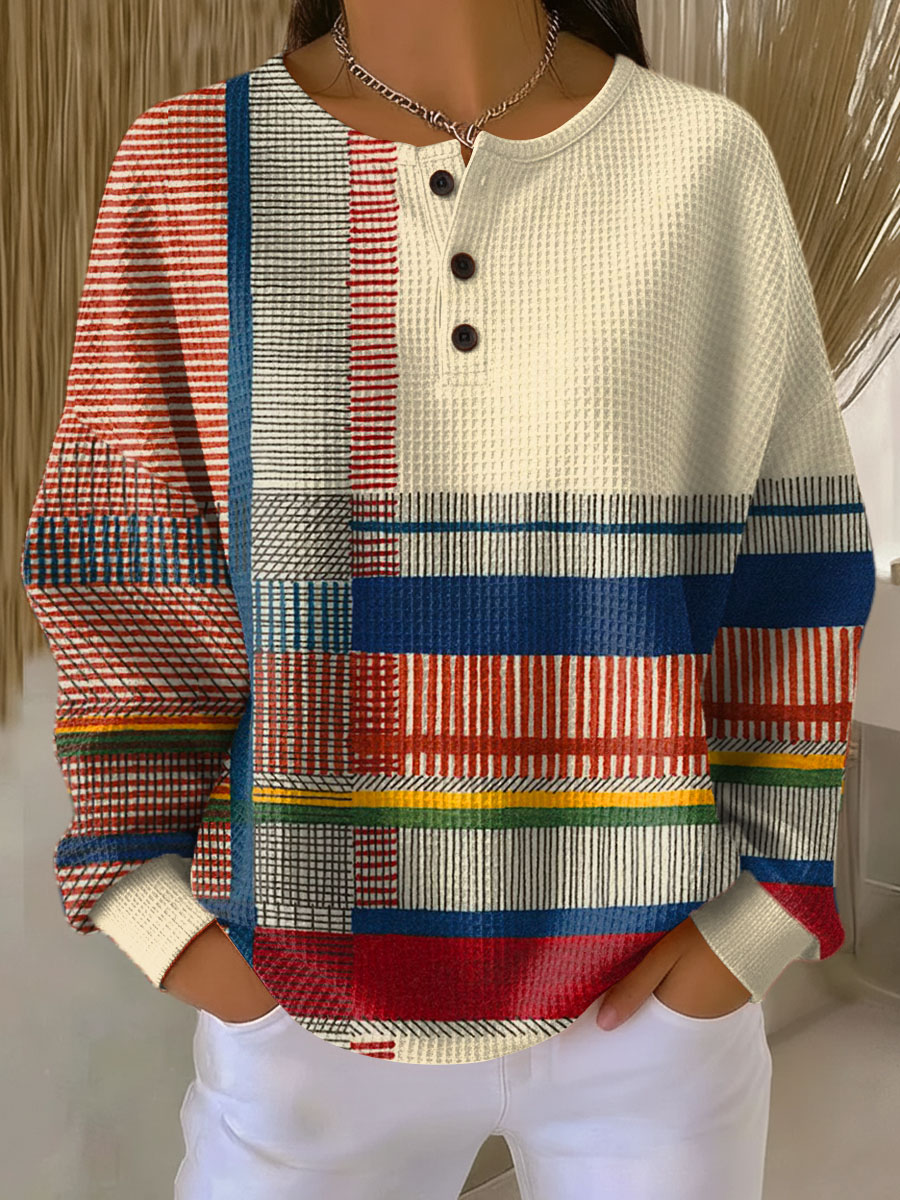 Colour Block Patchwork Knit Sweater Women - View 6