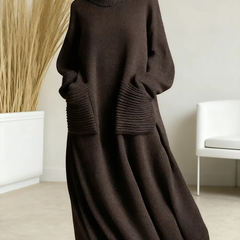 Turtleneck Sweater Dress Women Maxi