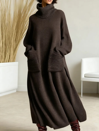 Turtleneck Sweater Dress Women Maxi