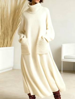 Turtleneck Sweater Dress Women Maxi - View 2