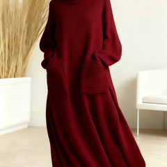 Turtleneck Sweater Dress Women Maxi - View 3