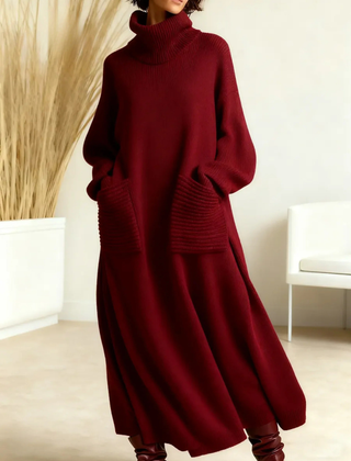 Turtleneck Sweater Dress Women Maxi - View 3