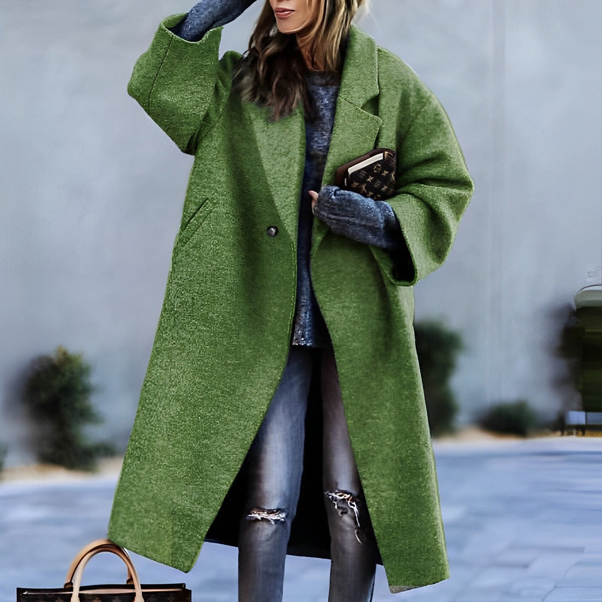 Oversized Wool Blend Long Coat Women