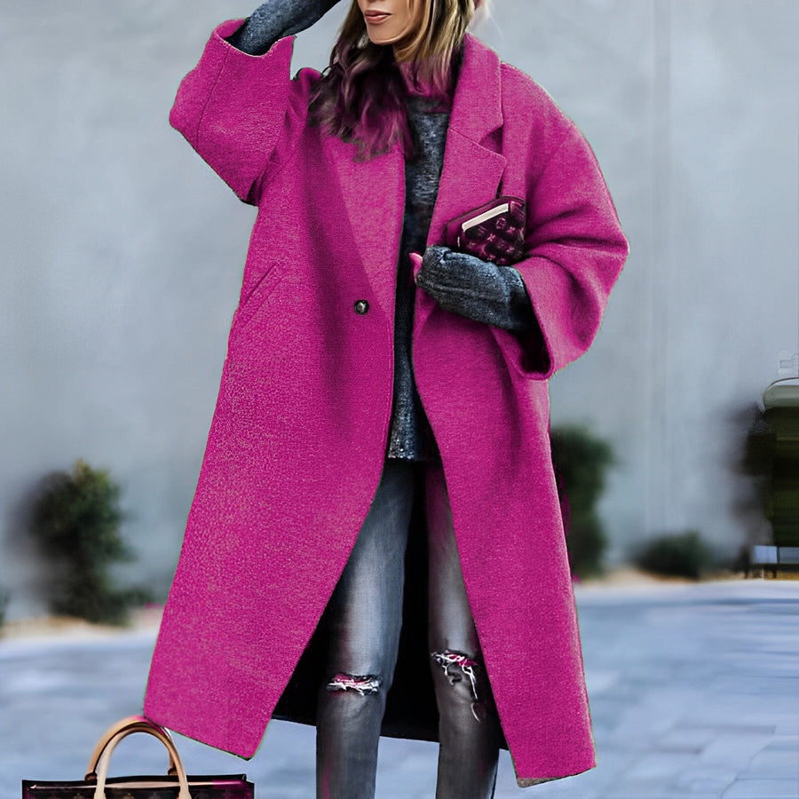 Oversized Wool Blend Long Coat Women - View 2