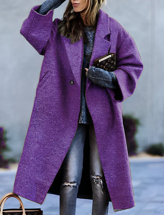 Oversized Wool Blend Long Coat Women - View 3