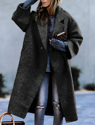 Oversized Wool Blend Long Coat Women - View 4
