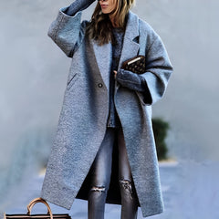 Oversized Wool Blend Long Coat Women - View 6