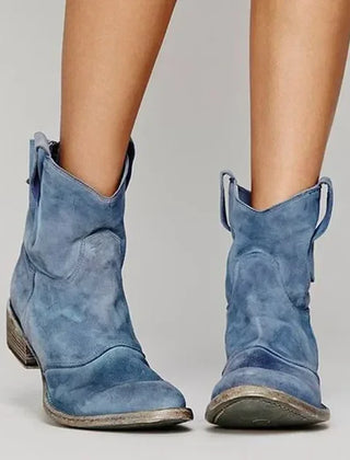Slouch Suede Ankle Boots Women Western - View 3