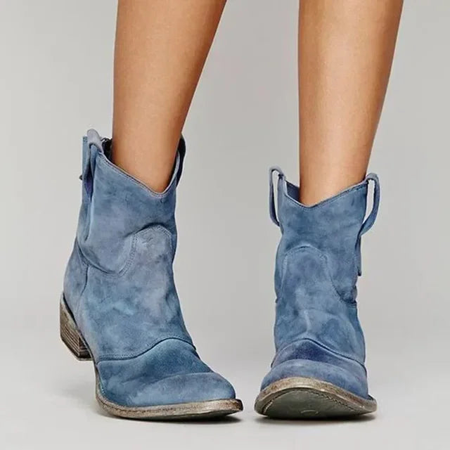 Slouch Suede Ankle Boots Women Western - View 3