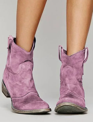 Slouch Suede Ankle Boots Women Western - View 5