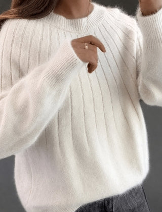 Fuzzy Mohair Crewneck Sweater Women