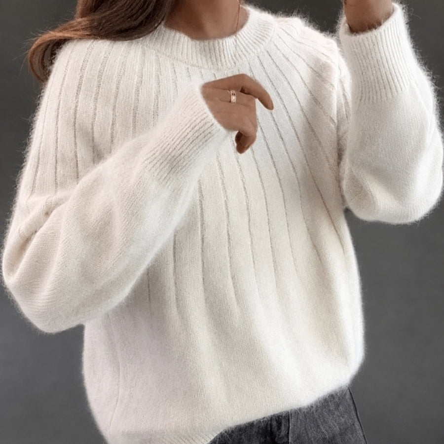 Fuzzy Mohair Crewneck Sweater Women