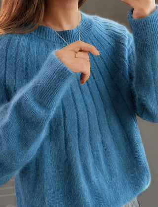 Fuzzy Mohair Crewneck Sweater Women - View 3