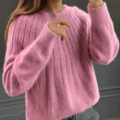 Fuzzy Mohair Crewneck Sweater Women - View 4