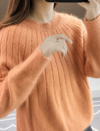 Fuzzy Mohair Crewneck Sweater Women - View 6