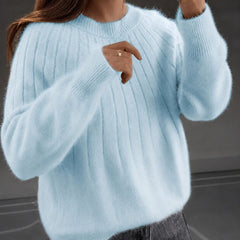 Fuzzy Mohair Crewneck Sweater Women - View 7