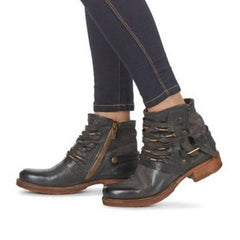 Buckle Strap Ankle Boots Women Distressed - View 4