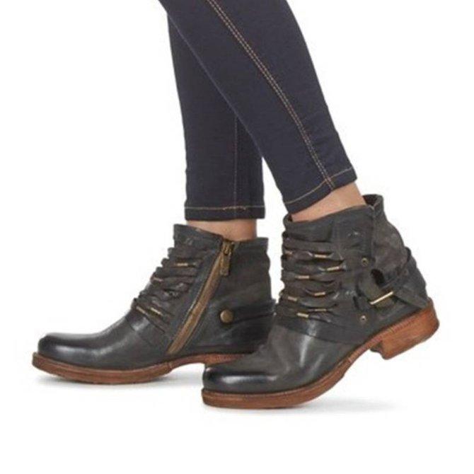 Buckle Strap Ankle Boots Women Distressed - View 4