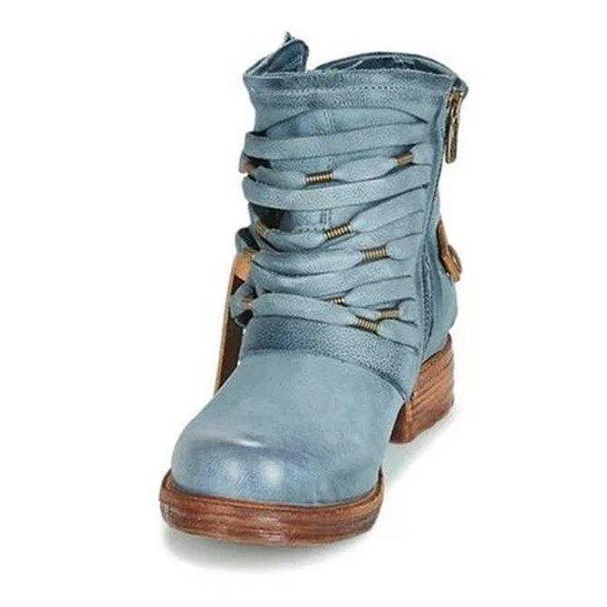 Buckle Strap Ankle Boots Women Distressed - View 6