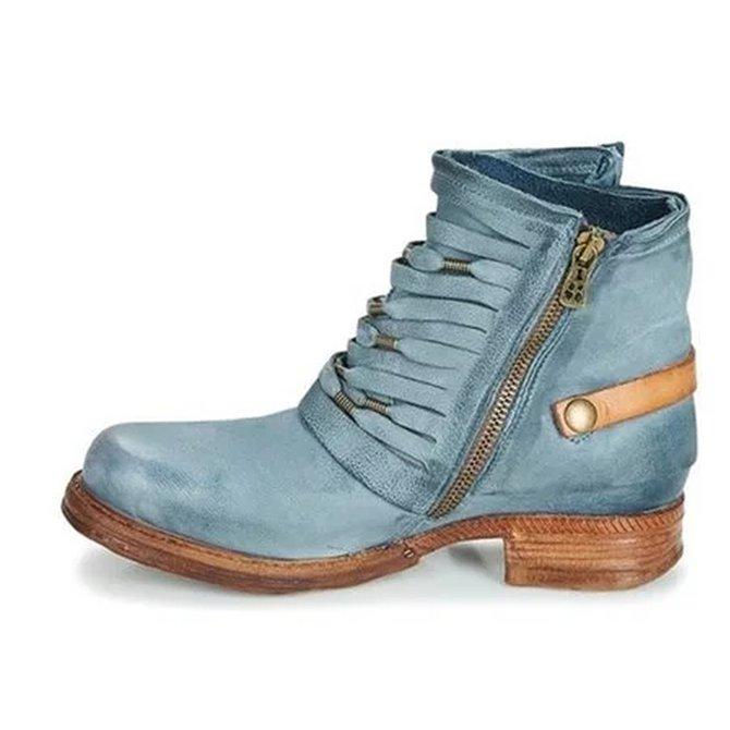 Buckle Strap Ankle Boots Women Distressed - View 7