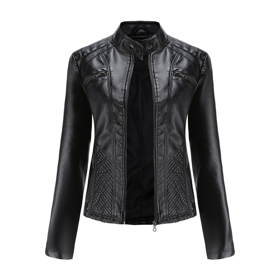 Quilted Faux Leather Jacket Women