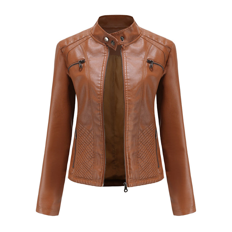Quilted Faux Leather Jacket Women - View 2
