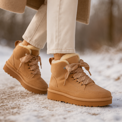 Fleece Lined Lace Up Ankle Boots Women