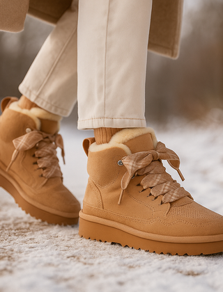 Fleece Lined Lace Up Ankle Boots Women