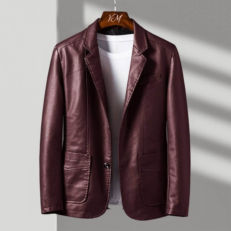 Mens Leather Blazer Jacket Oversized - View 5