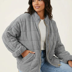 Womens Quilted Shirt Jacket Shacket - View 11