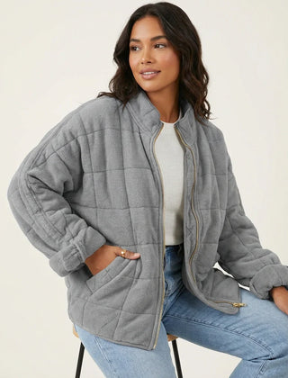 Womens Quilted Shirt Jacket Shacket - View 11