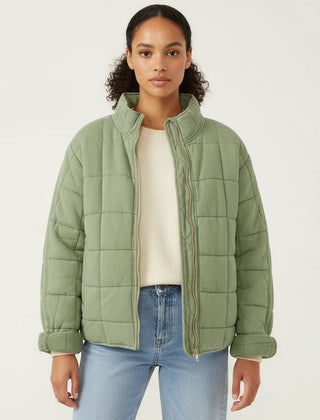 Womens Quilted Shirt Jacket Shacket - View 2